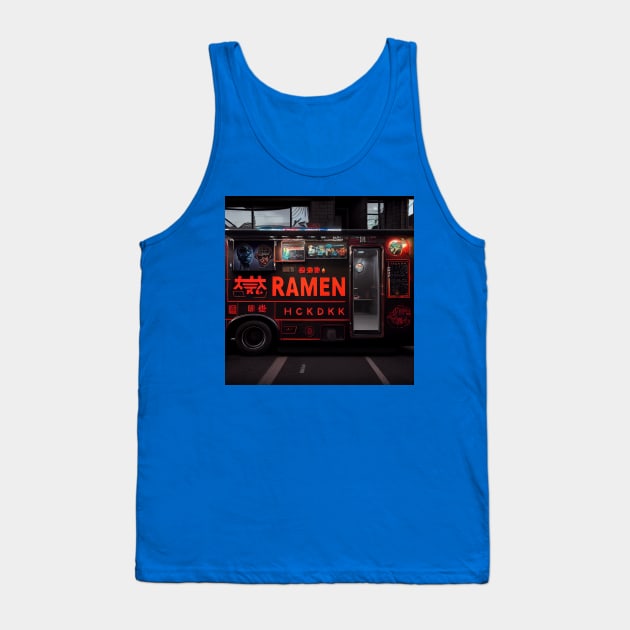 Cyberpunk Tokyo Ramen Food Truck Tank Top by Grassroots Green